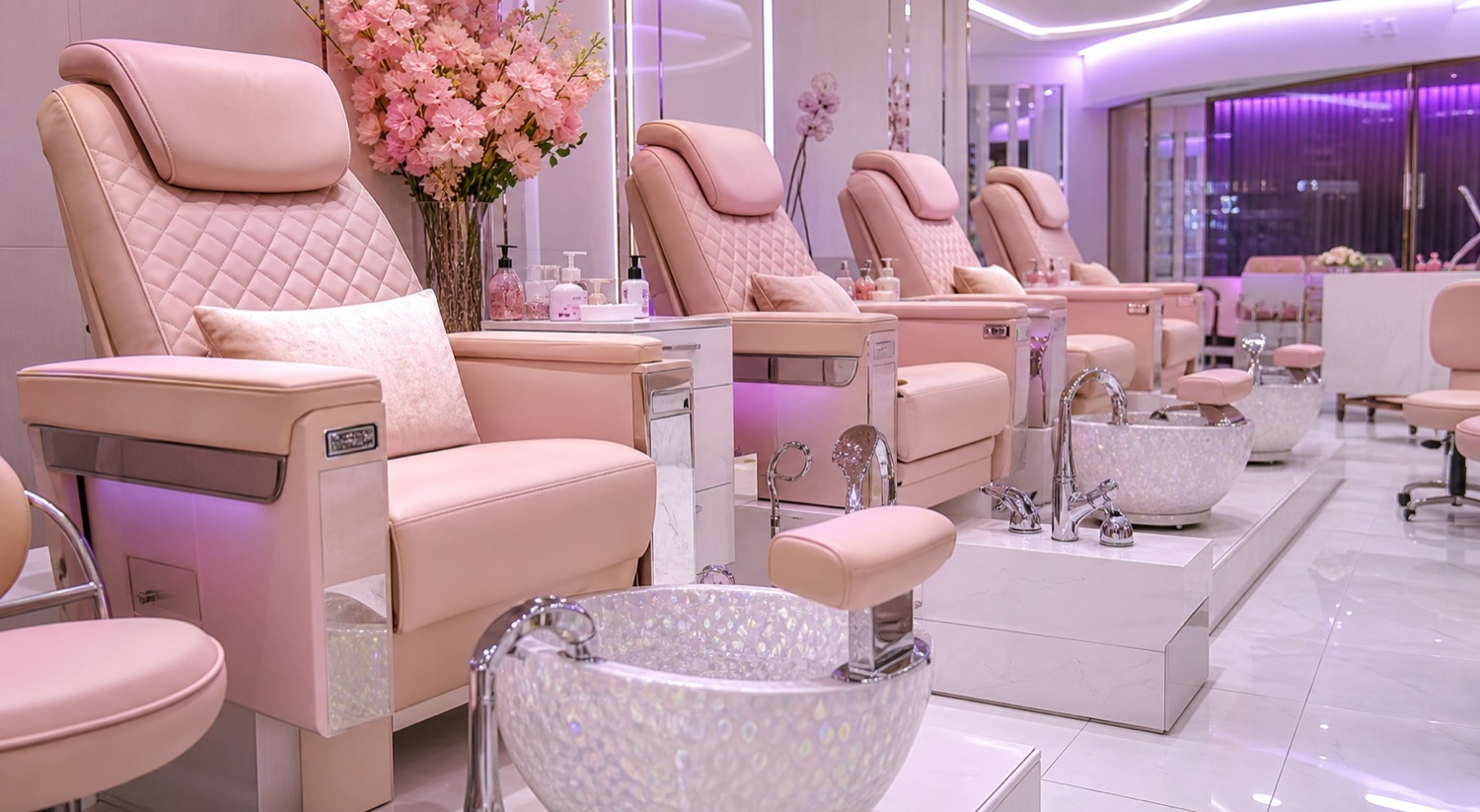Luxury blush pedicure station